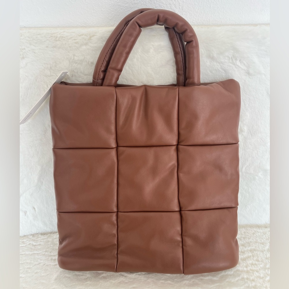 Aqua Faux Leather Quilted Dark Brown Hand/Crossbody Bag NEW - Picture 1 of 10